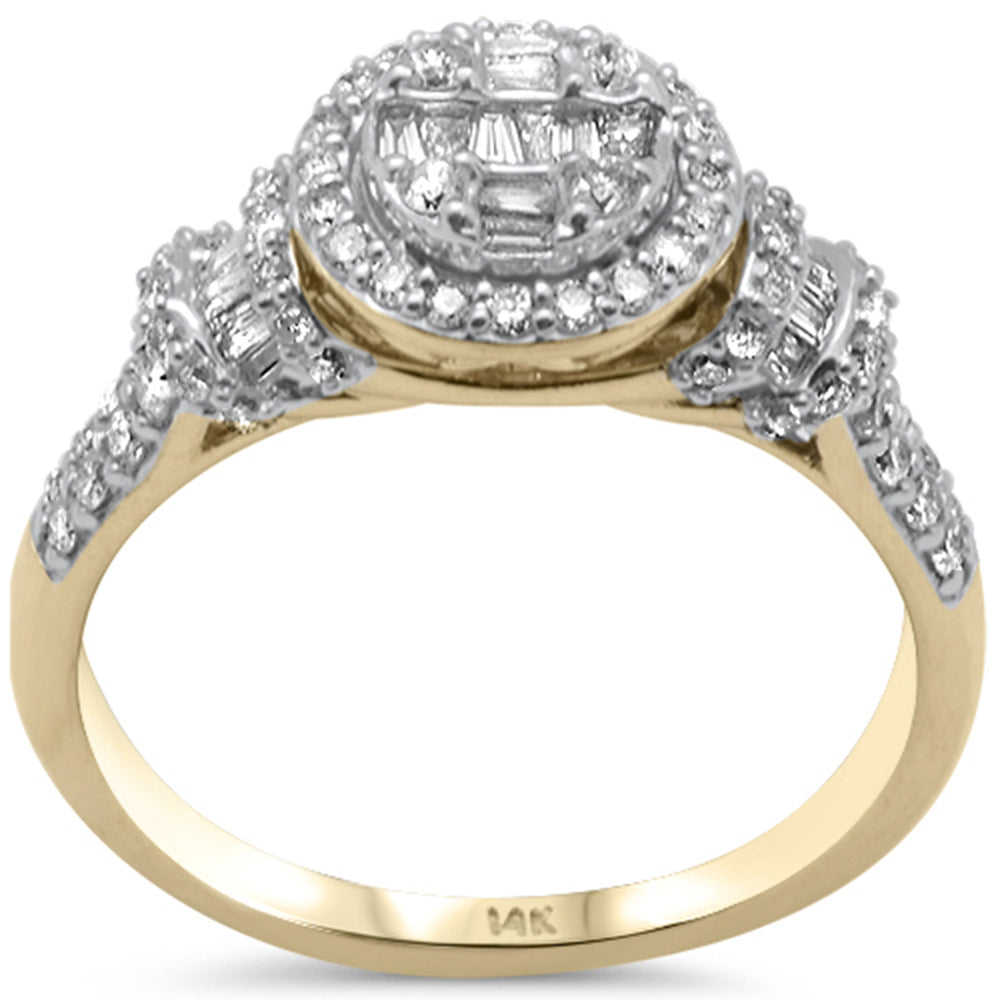 SPECIAL!  .68ct G SI 14K Yellow Gold Round & Baguette Diamond RING Size 6.5