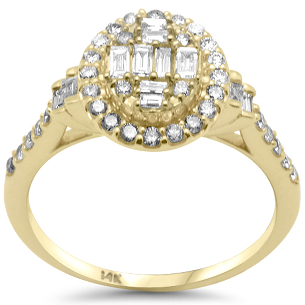 ''SPECIAL! .66ct G SI 14K Yellow Gold Round & Baguette Diamond Oval Shaped Engagement RING Size 6.5''