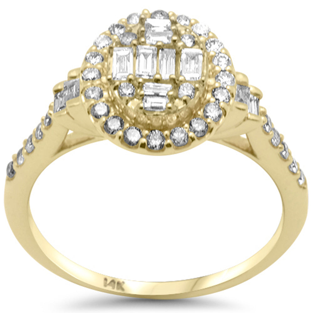 ''SPECIAL! .66ct G SI 14K Yellow GOLD Round & Baguette Diamond Oval Shaped Engagement Ring Size 6.5''