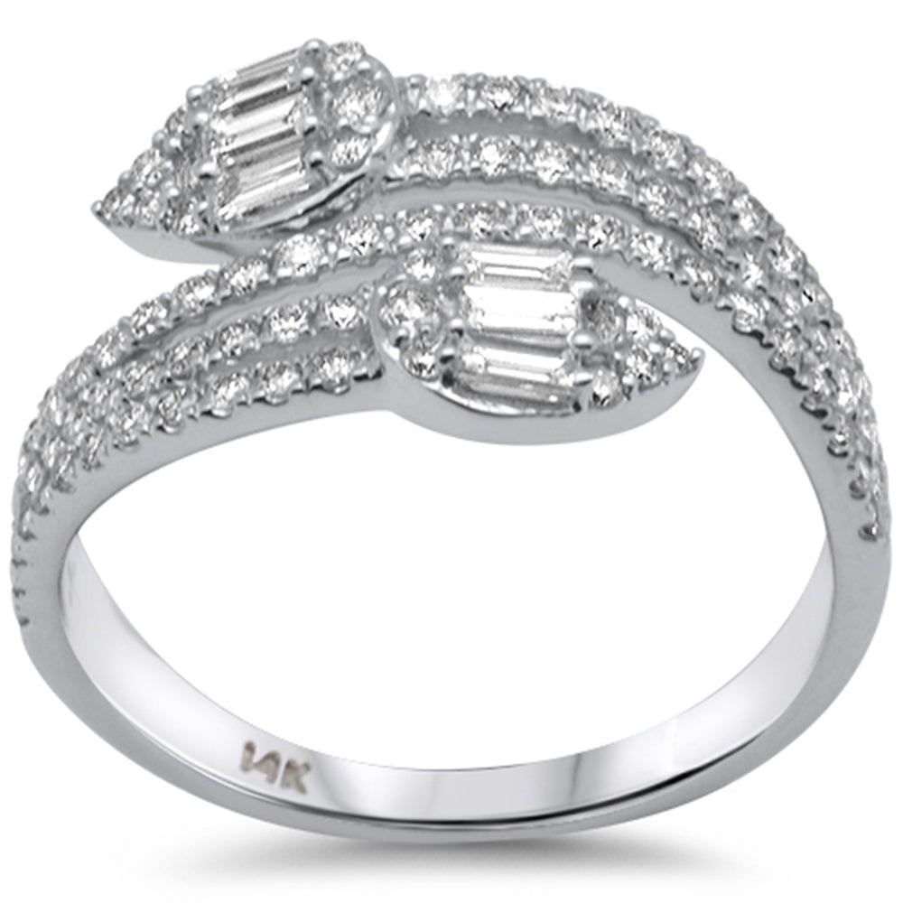 ''SPECIAL! .77ct G SI 14K White Gold Round & Baguette Diamond Wrap Around RING Band Size 6.5''