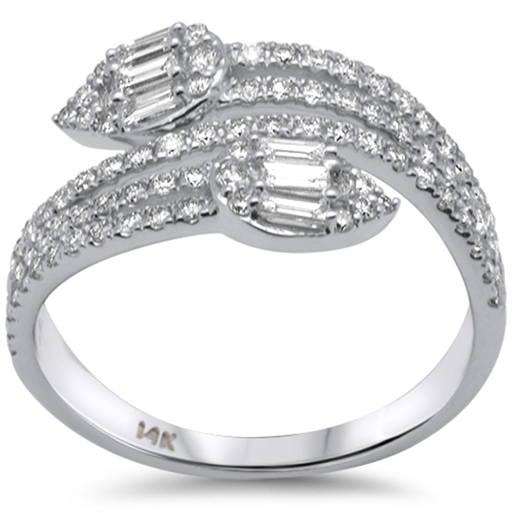 ''SPECIAL! .77ct G SI 14K White Gold Round & Baguette DIAMOND Wrap Around Ring Band Size 6.5''