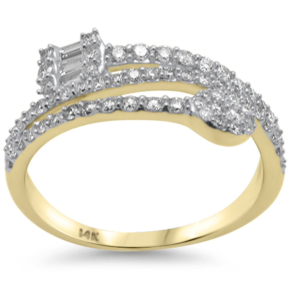 ''SPECIAL! .48ct G SI 14K Yellow GOLD Round & Baguette Diamond Wrap Around Ring Band Size 6.5''