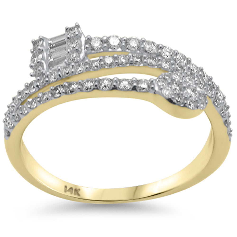 ''SPECIAL! .48ct G SI 14K Yellow Gold Round & Baguette Diamond Wrap Around RING Band Size 6.5''