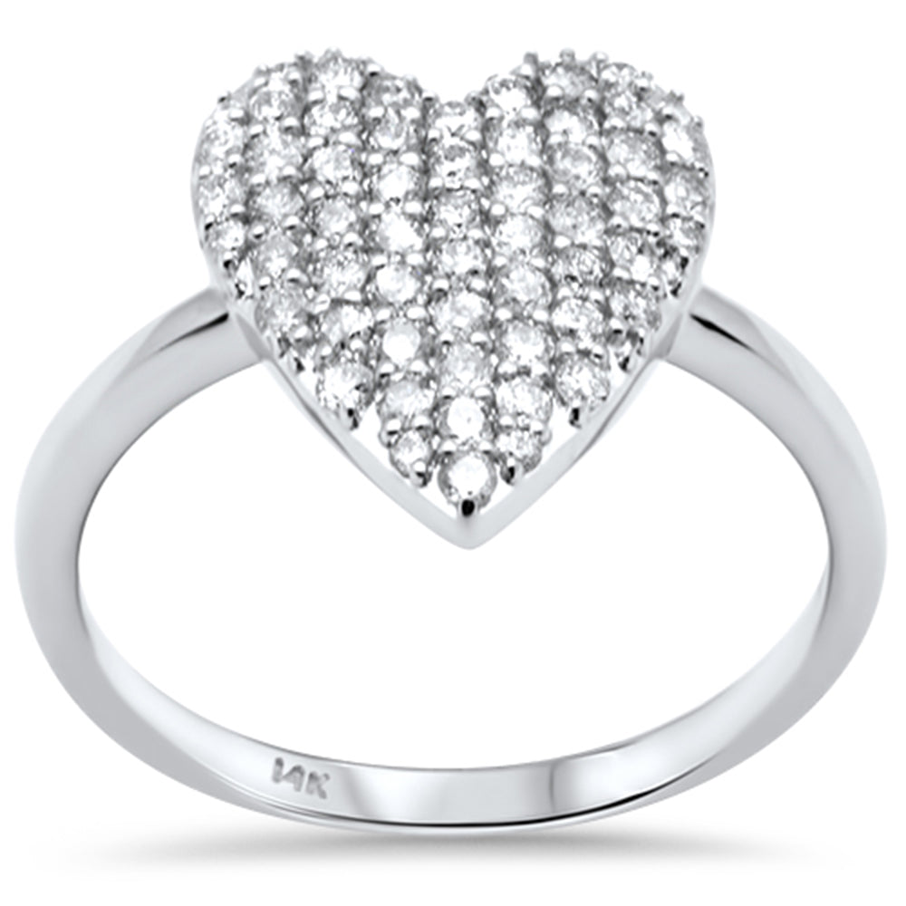 ''SPECIAL! .56ct G SI 14K White Gold Diamond Heart Shaped Band RING Size 6.5''