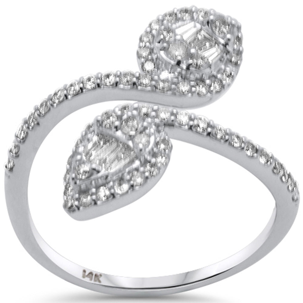 ''SPECIAL! .61ct G SI 14K White Gold Pear Shaped Round & Baguette DIAMOND Ring Size 6.5''