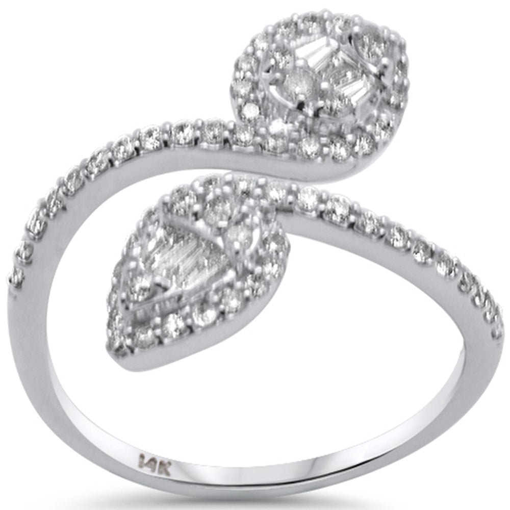 ''SPECIAL! .61ct G SI 14K White GOLD Pear Shaped Round & Baguette Diamond Ring Size 6.5''