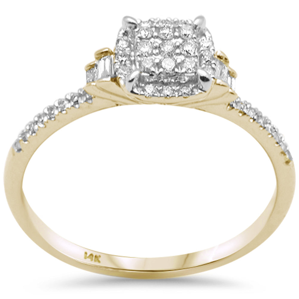 .21ct G SI 14K Yellow Gold Round & Baguette DIAMOND Engagement Ring Size 6.5