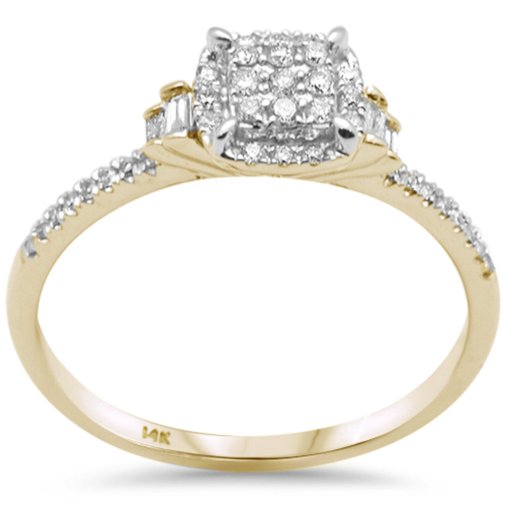 .21ct G SI 14K Yellow GOLD Round & Baguette Diamond Engagement Ring Size 6.5