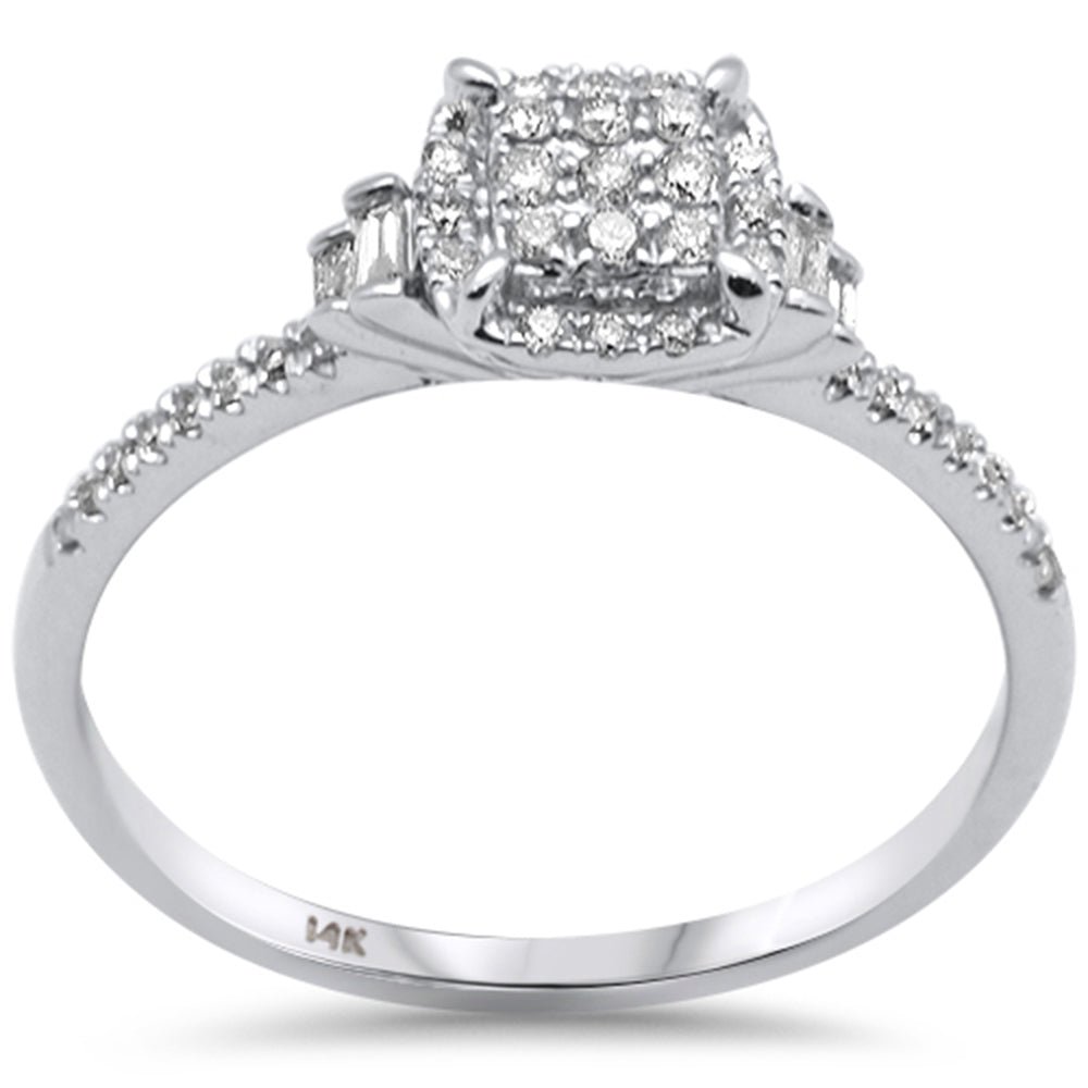 .22ct G SI 14K White Gold Round & Baguette DIAMOND Engagement Ring Size 6.5