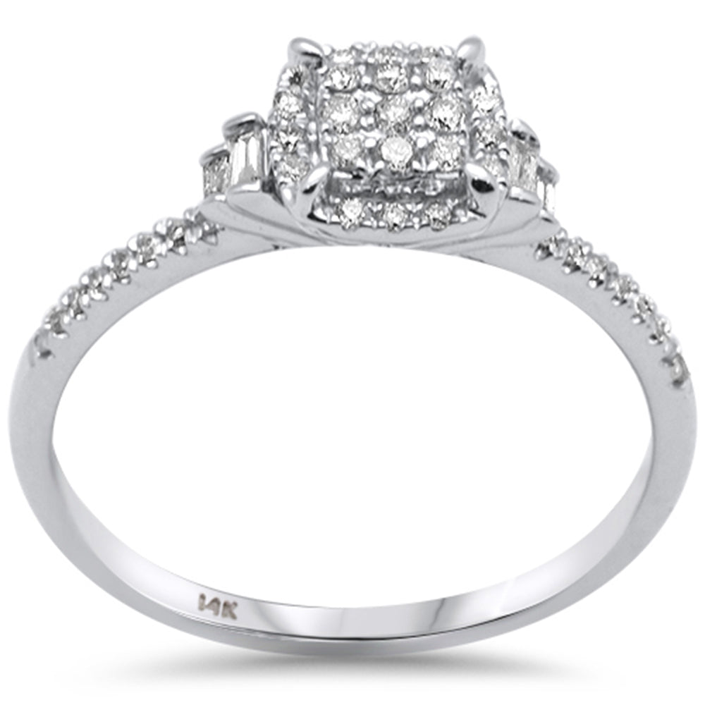 .22ct G SI 14K White GOLD Round & Baguette Diamond Engagement Ring Size 6.5