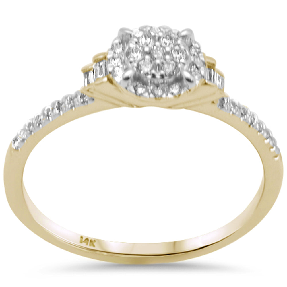 .22ct G SI 14K Yellow Gold Round & Baguette Diamond Engagement RING Size 6.5