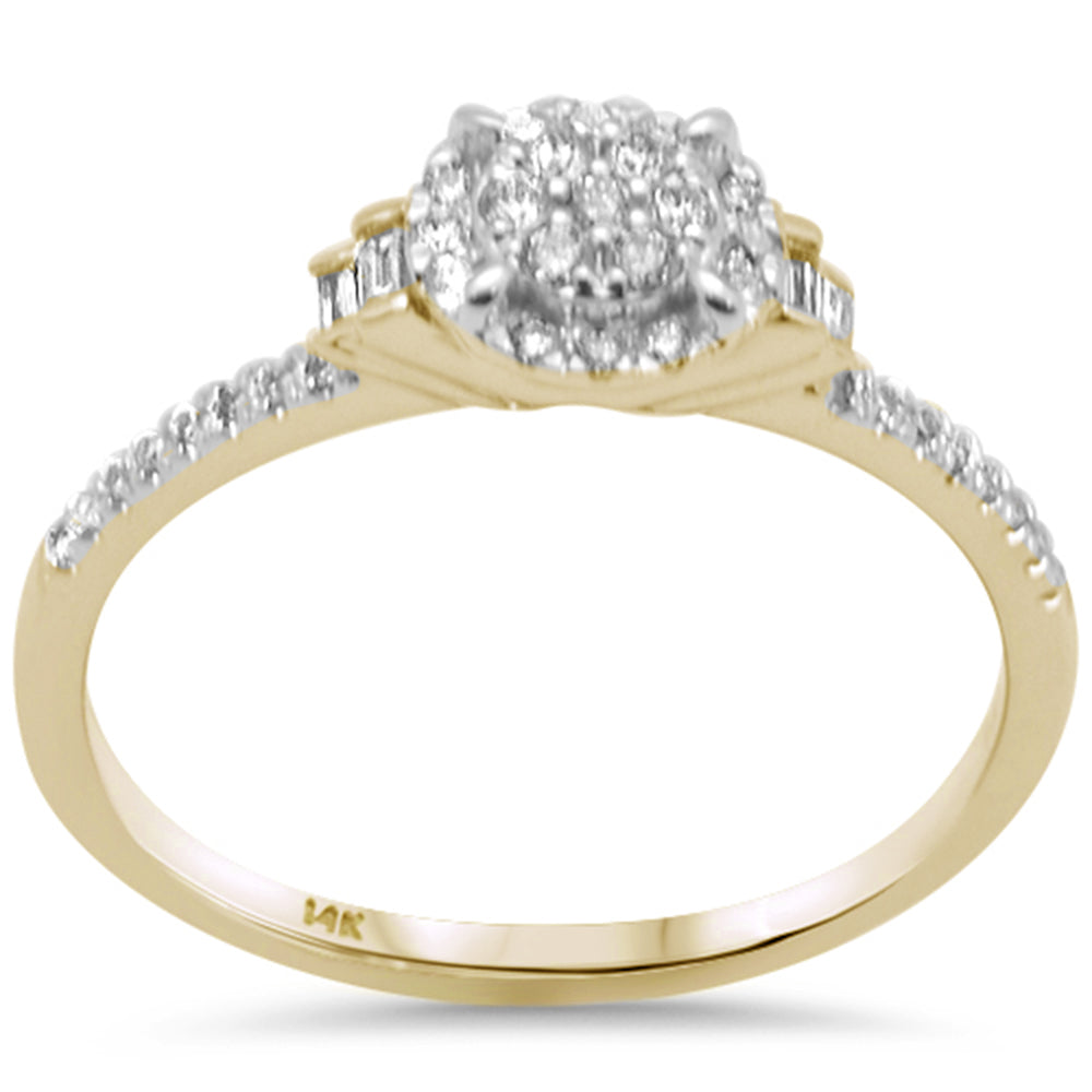 .22ct G SI 14K Yellow Gold Round & Baguette DIAMOND Engagement Ring Size 6.5
