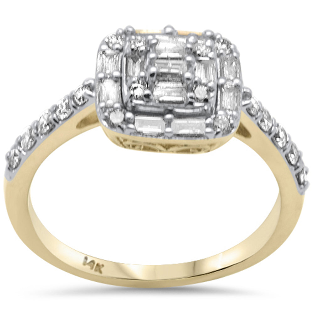 ''SPECIAL!.65ct G SI 14K Yellow Gold Round & Baguette Diamond Engagement RING Size 6.5''