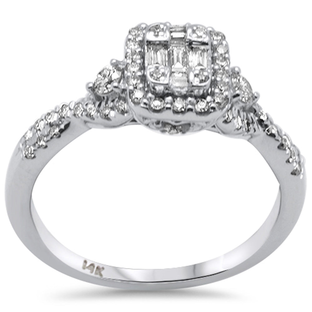 ''SPECIAL! .50ct G SI 14K White Gold Round & Baguette DIAMOND Engagement Ring Size 6.5''