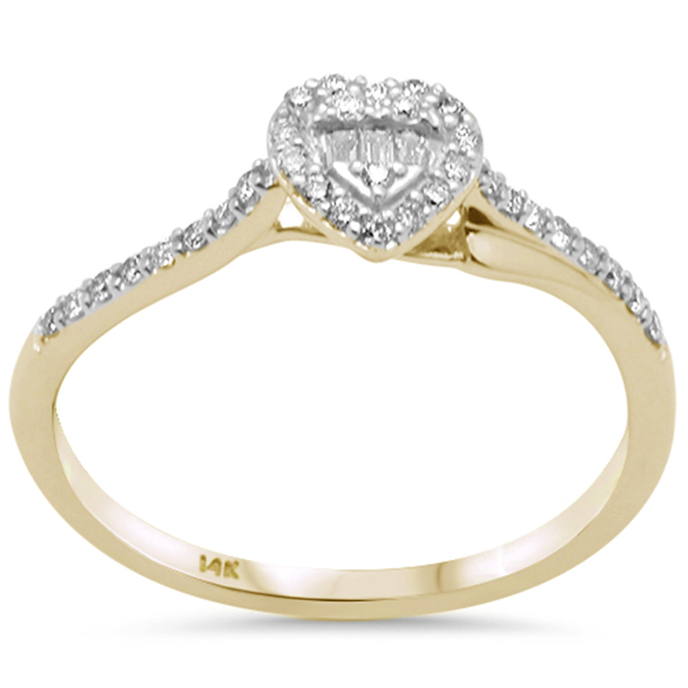 .16ct G SI 14K Yellow GOLD Round & Baguette Diamond Engagement Ring Size 6.5