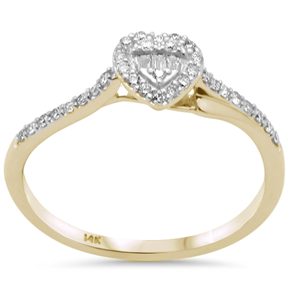 .16ct G SI 14K Yellow Gold Round & Baguette DIAMOND Engagement Ring Size 6.5