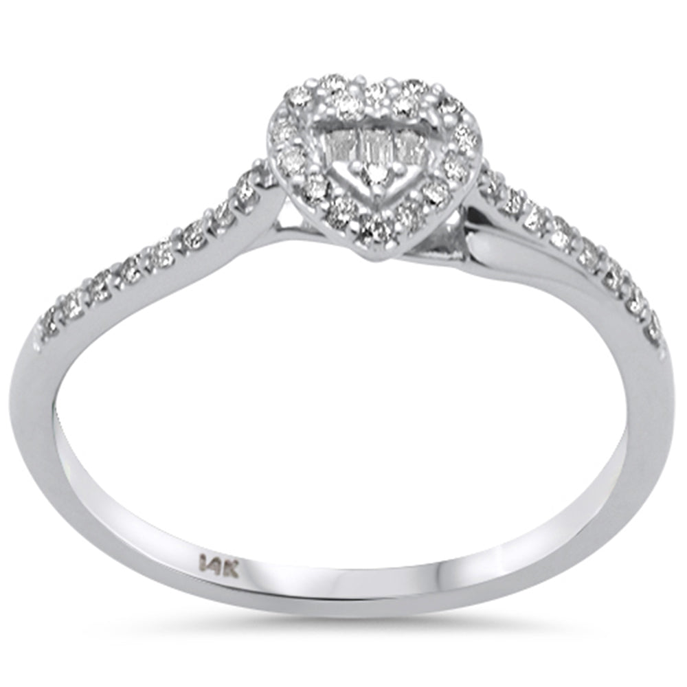 .18ct G SI 14K White Gold Round & Baguette DIAMOND Engagement Ring Size 6.5