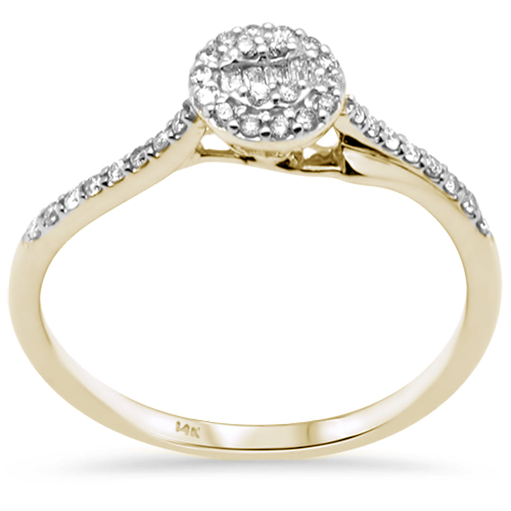 .17ct G SI 14K Yellow Gold Round & Baguette Diamond Engagement RING Size 6.5