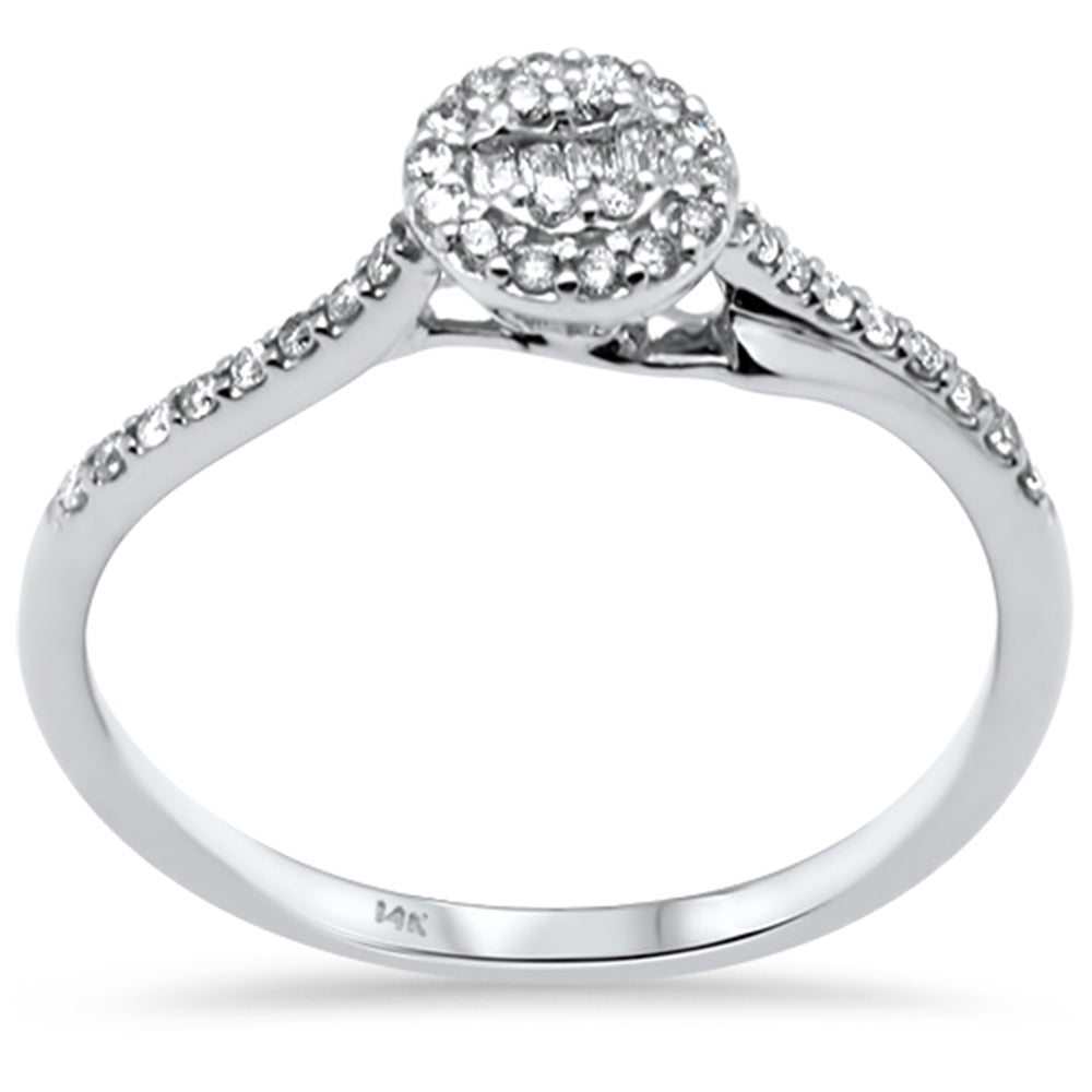 .18ct G SI 14K White Gold Round & Baguette DIAMOND Engagement Ring Size 6.5