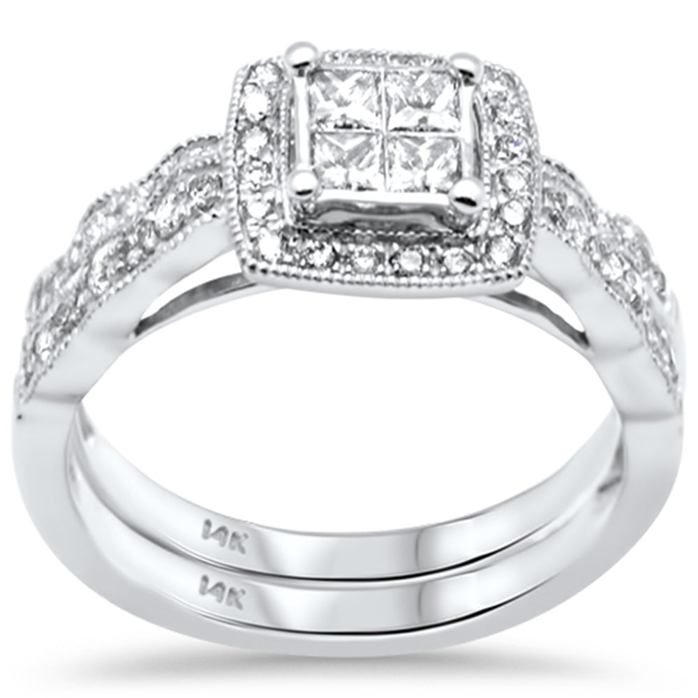 ''SPECIAL! .74ct G SI 14K White Gold Diamond Milligrain Wedding RING Set Size 6.5''