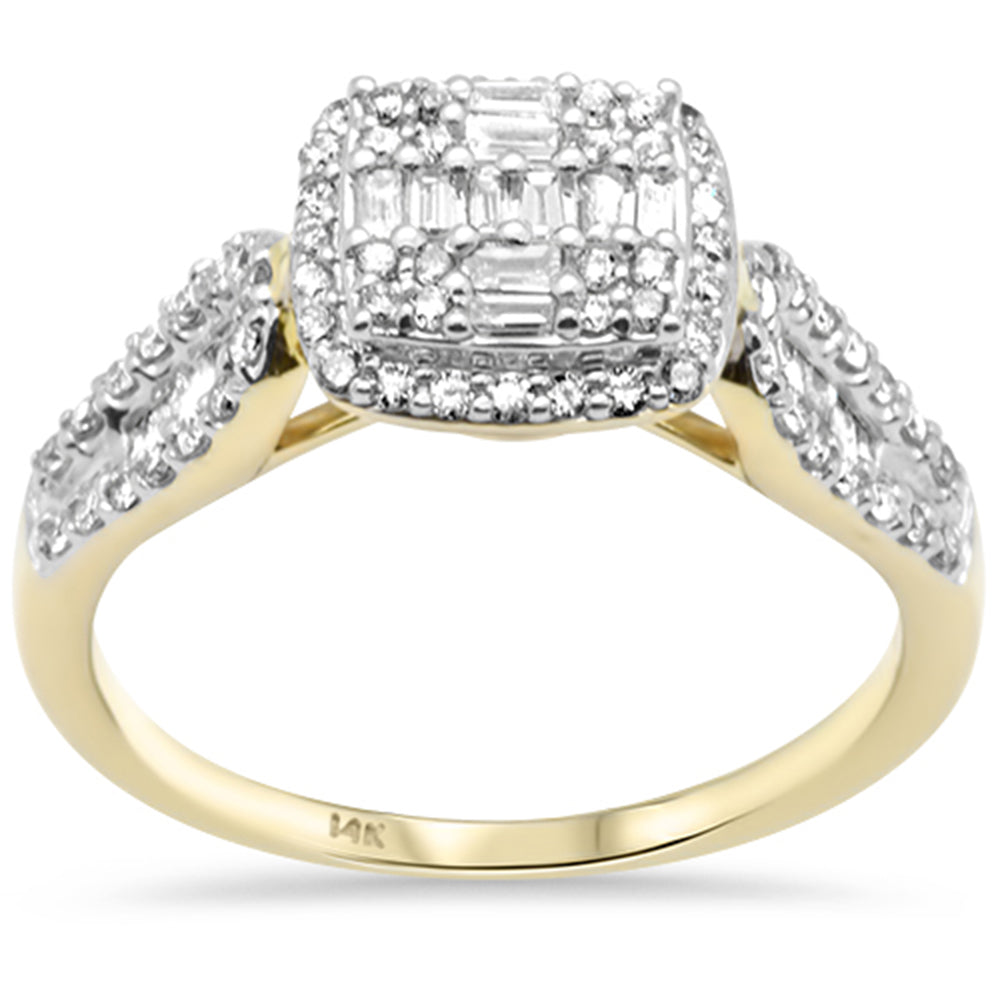 ''SPECIAL! .51ct G SI 14K Yellow Gold Round & Baguette Diamond Engagement RING Size 6.5''