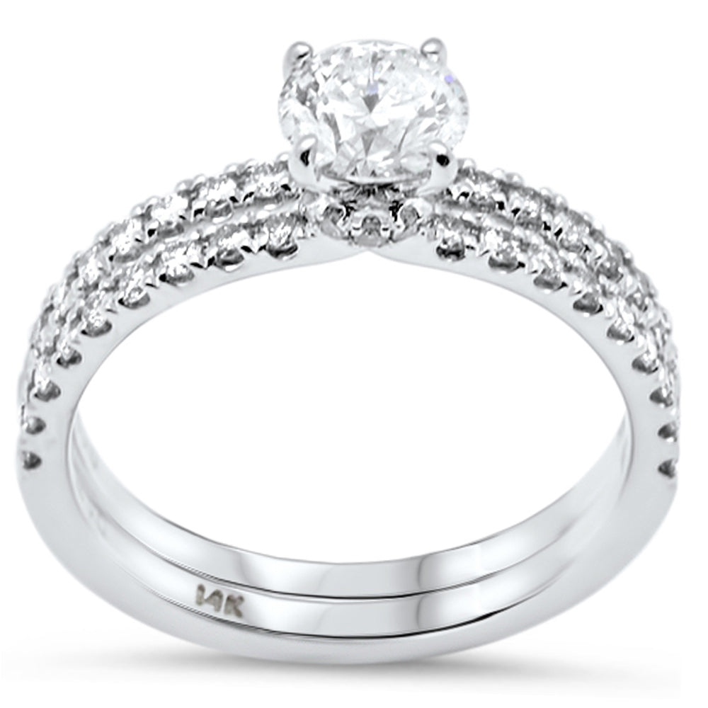 ''SPECIAL!1.21ct G SI 14K White Gold Diamond 2 Piece Bridal Engagement RING Set  Size 6.5''