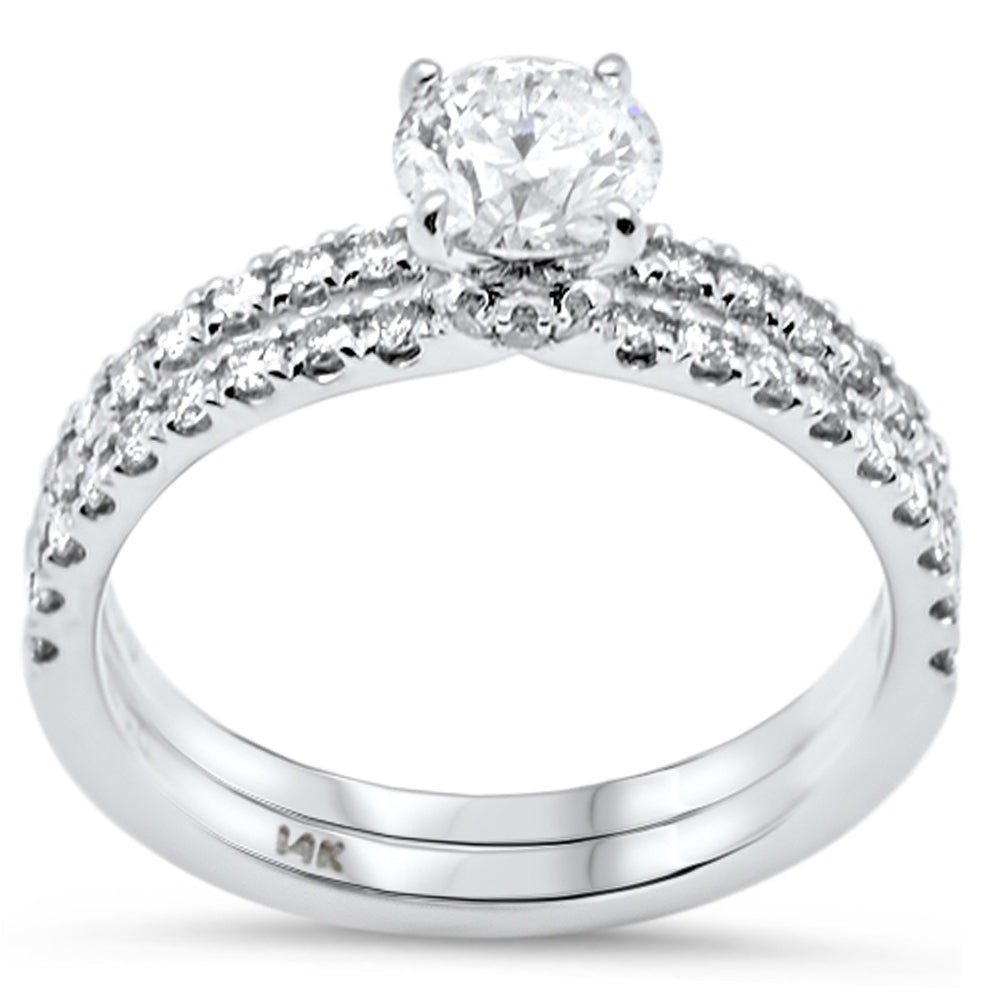 ''SPECIAL!1.21ct G SI 14K White Gold DIAMOND 2 Piece Bridal Engagement Ring Set  Size 6.5''