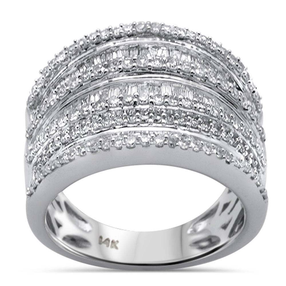 ''SPECIAL!1.24ct G SI 14K White Gold Diamond Round & Baguette Band RING Size 6.5''