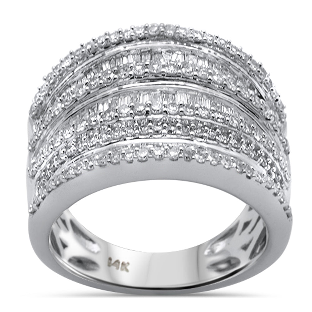 ''SPECIAL!1.24ct G SI 14K White GOLD Diamond Round & Baguette Band Ring Size 6.5''