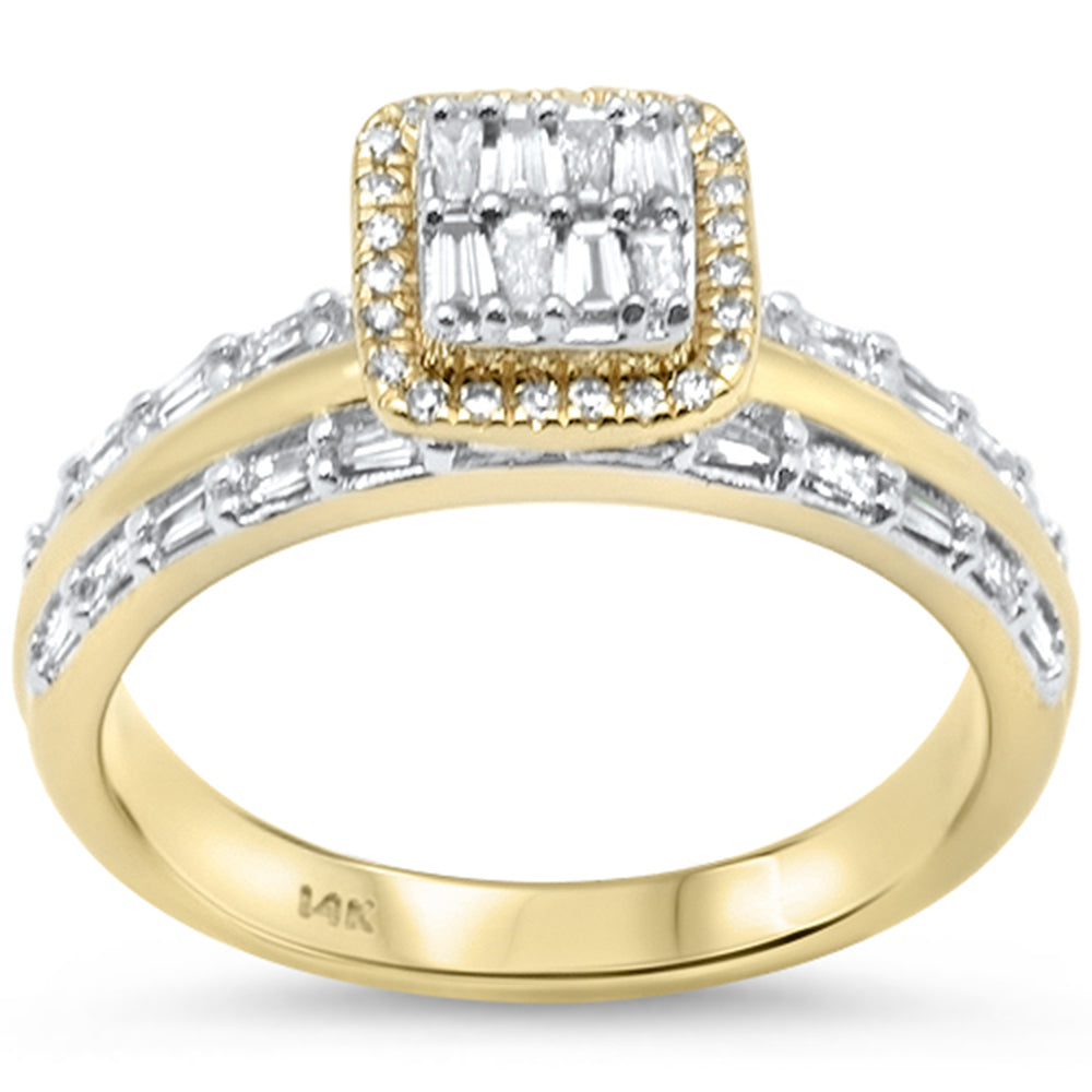 ''SPECIAL! .40ct G SI 14K Yellow GOLD Diamond Round & Baguette Engagement Ring Size 6.5''