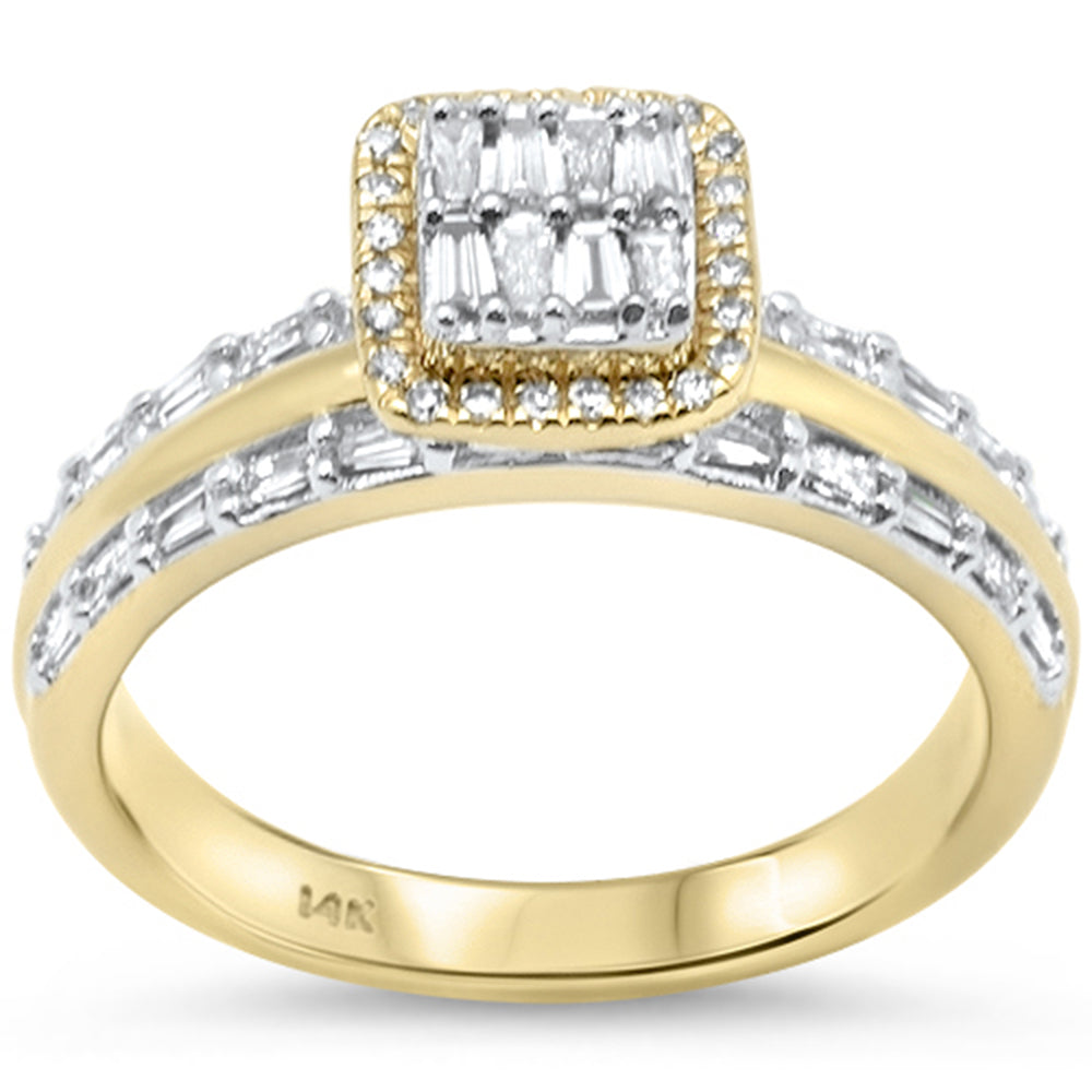 ''SPECIAL! .40ct G SI 14K Yellow Gold DIAMOND Round & Baguette Engagement Ring Size 6.5''