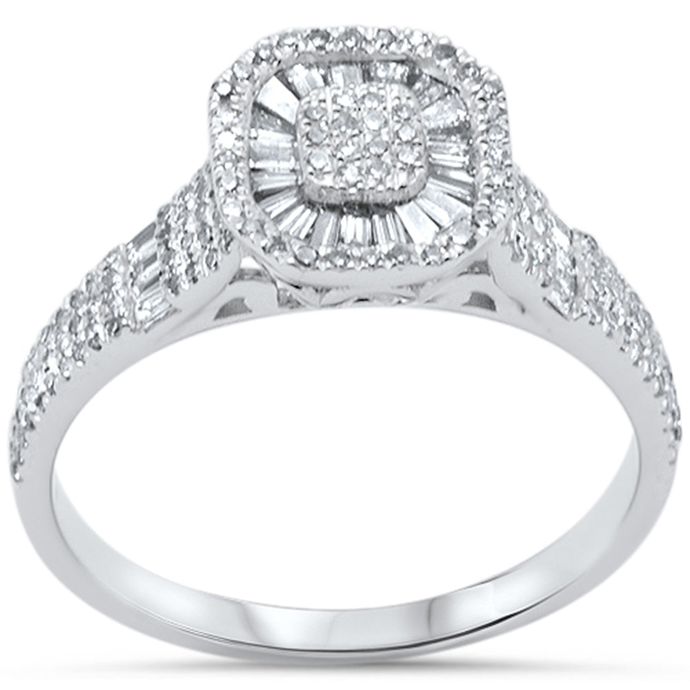 ''SPECIAL! .48ct G SI 14K White Gold DIAMOND Round & Baguette Engagement Ring Size 6.5''