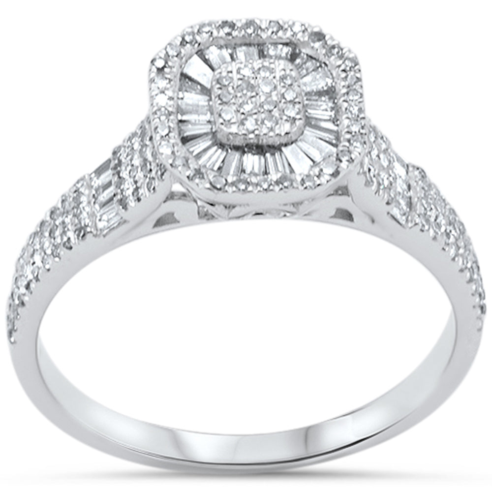 ''SPECIAL! .48ct G SI 14K White Gold Diamond Round & Baguette Engagement RING Size 6.5''