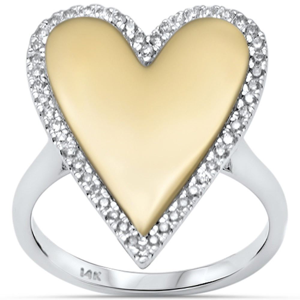 ''SPECIAL! .21ct G SI 14K Two Tone GOLD Diamond Heart Ring Size 6.5''