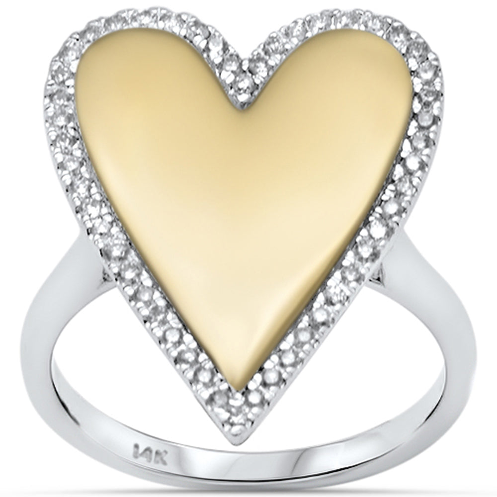 ''SPECIAL! .21ct G SI 14K Two Tone Gold DIAMOND Heart Ring Size 6.5''