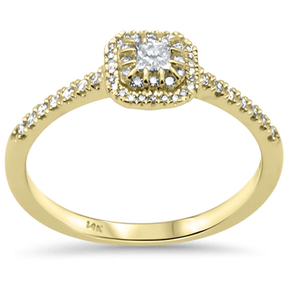 ''SPECIAL! .25ct G SI 14K Yellow GOLD Diamond Princess Cut & Round Diamond Engagement Ring Size 6.5''