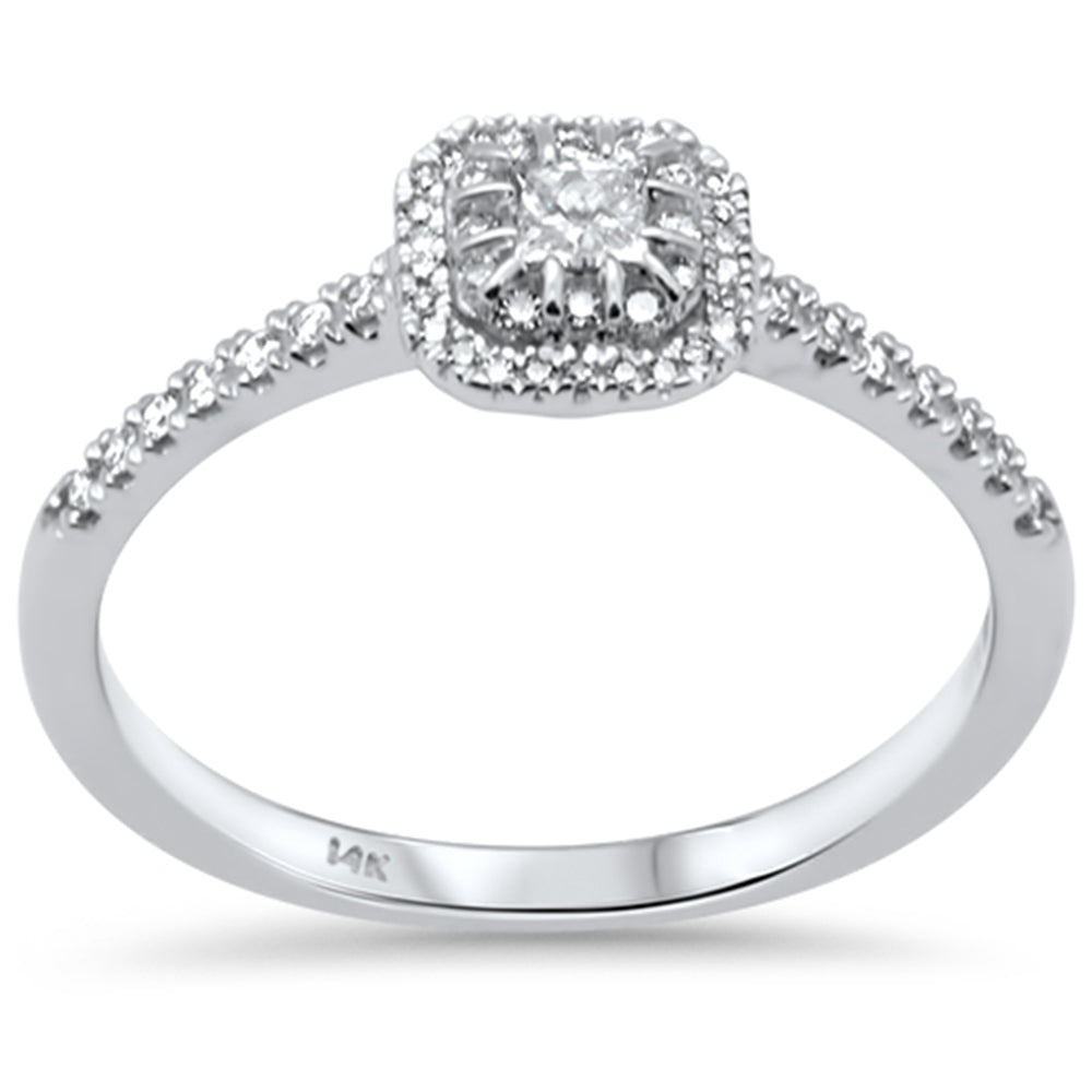 ''SPECIAL! .25ct G SI 14K White Gold Diamond Princess Cut & Round Diamond Engagement RING Size 6.5''