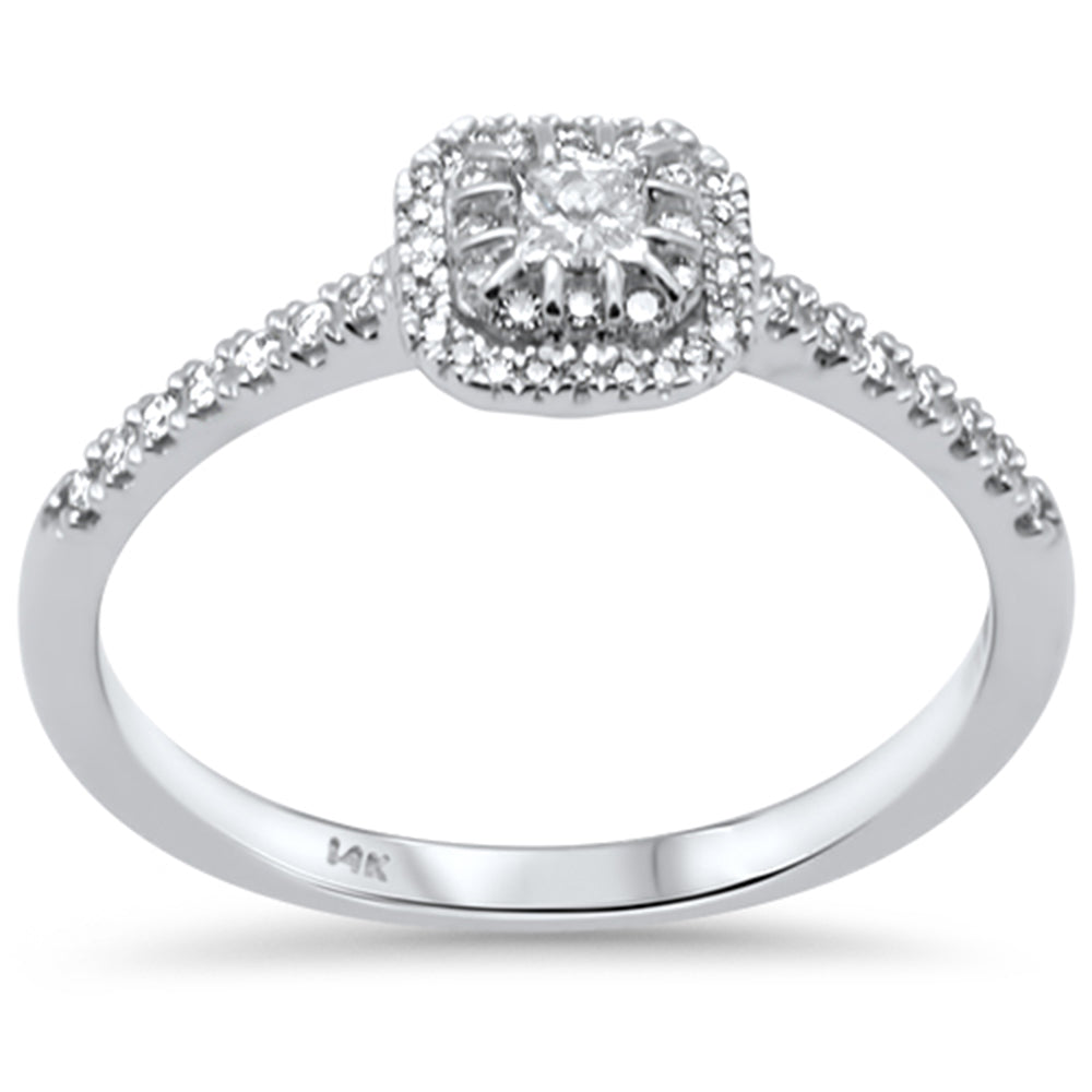 ''SPECIAL! .25ct G SI 14K White GOLD Diamond Princess Cut & Round Diamond Engagement Ring Size 6.5''