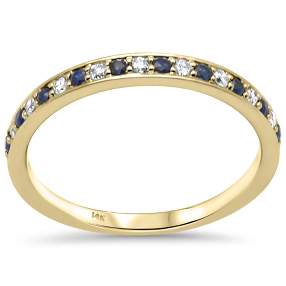 ''.10ct, .15ct G SI 14K Yellow Gold Diamond Blue Sapphire Gemstone Band RING Size 6.5''