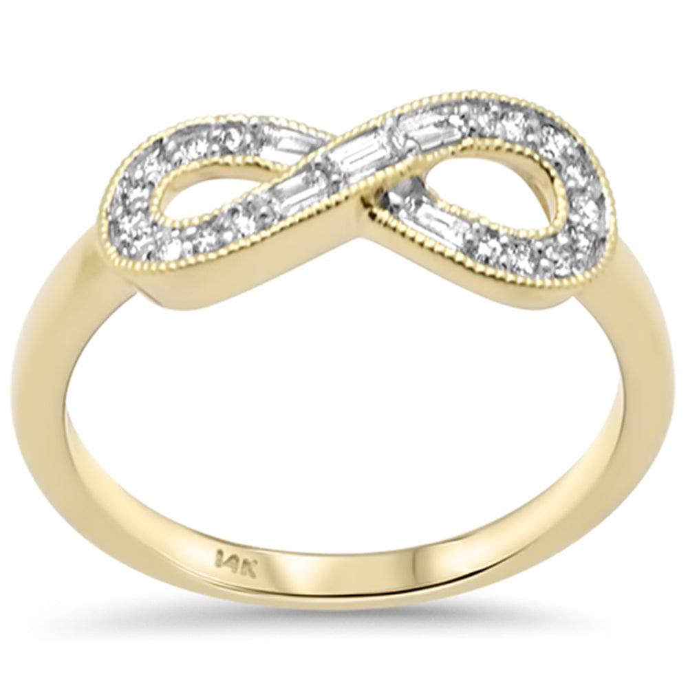''SPECIAL! .21ct G SI 14K Yellow GOLD Diamond Round & Baguette Infinity Ring Size 6.5''