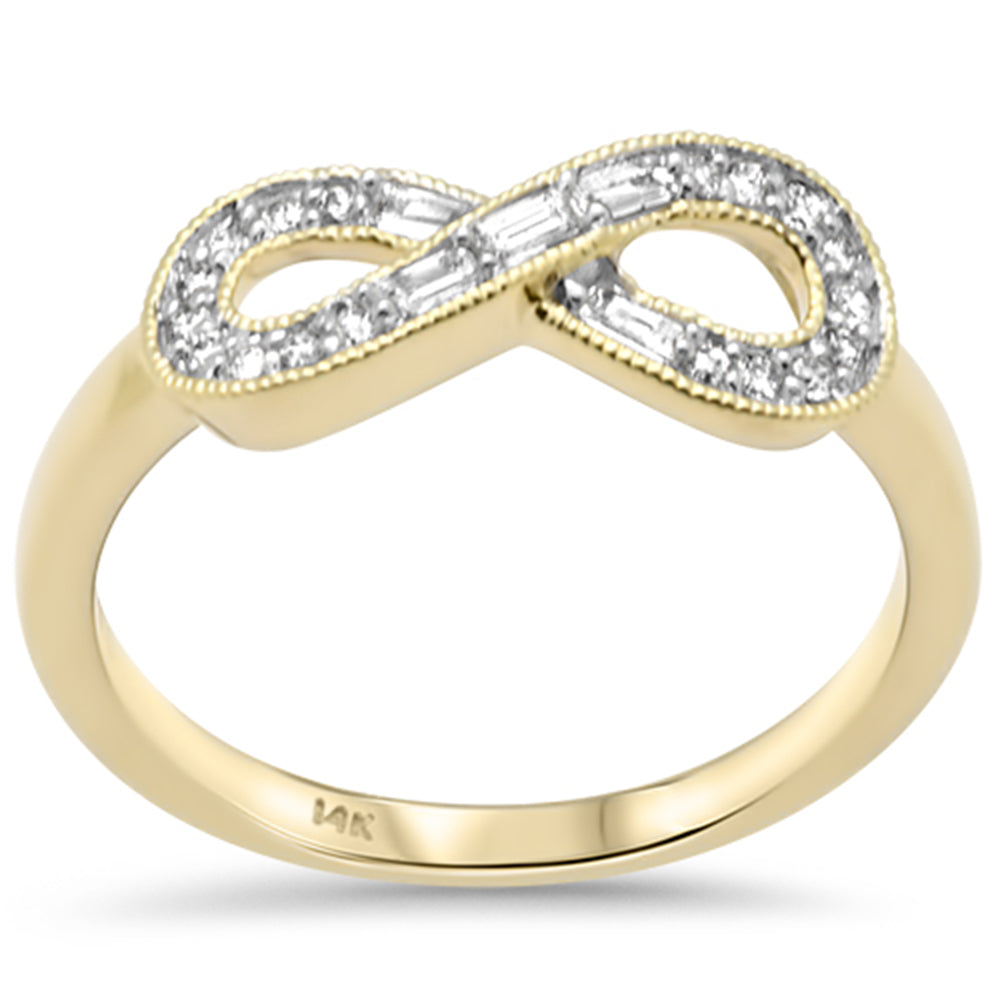 ''SPECIAL! .21ct G SI 14K Yellow Gold Diamond Round & Baguette Infinity RING Size 6.5''