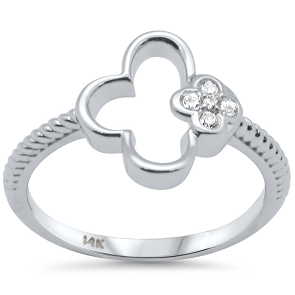 .07ct G SI 14K White GOLD Diamond Flower Ring Size 6.5