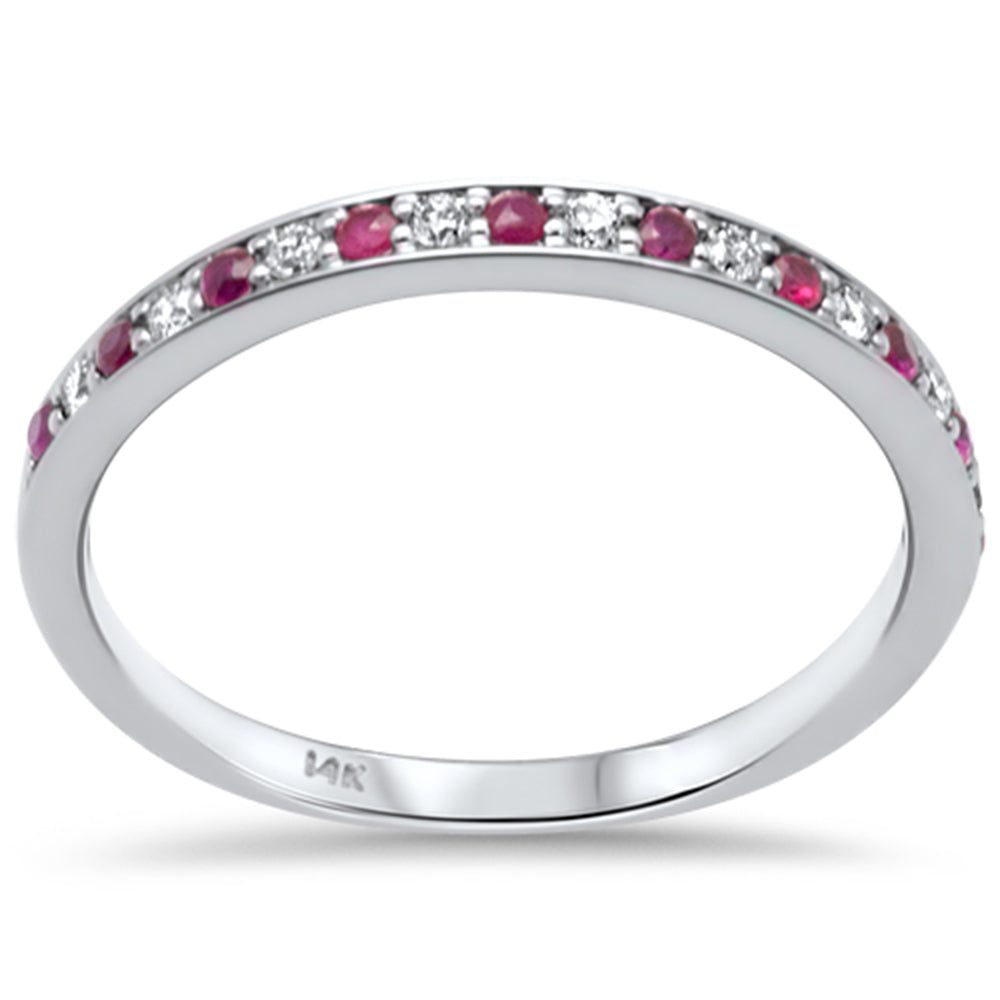 .27ct G SI 14K White Gold Diamond Ruby Gemstone Band RING Size 6.5