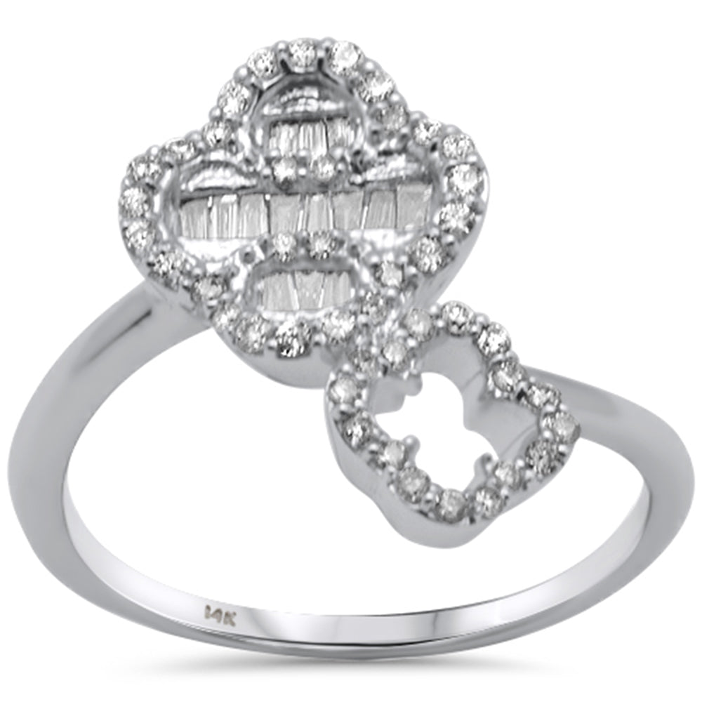 ''SPECIAL! .34ct G SI 14K White Gold Diamond Round & Baguette Wrap Around FLOWER Ring Size 6.5''