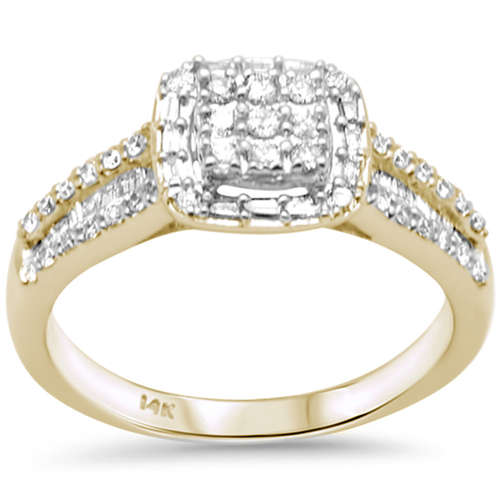 ''SPECIAL! .51ct G SI 14K Yellow GOLD Diamond Round & Baguette Engagment Ring Size 6.5''