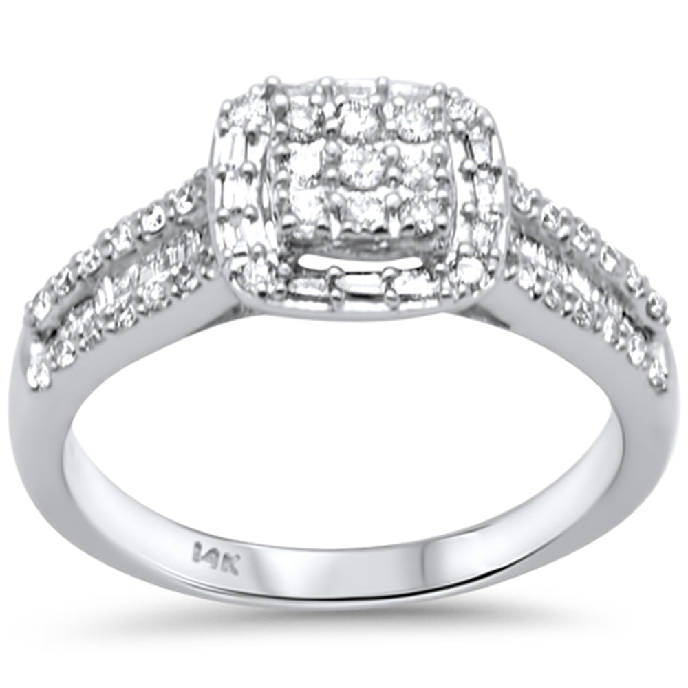 ''SPECIAL! .52ct G SI 14K White Gold DIAMOND Round & Baguette Engagment Ring Size 6.5''