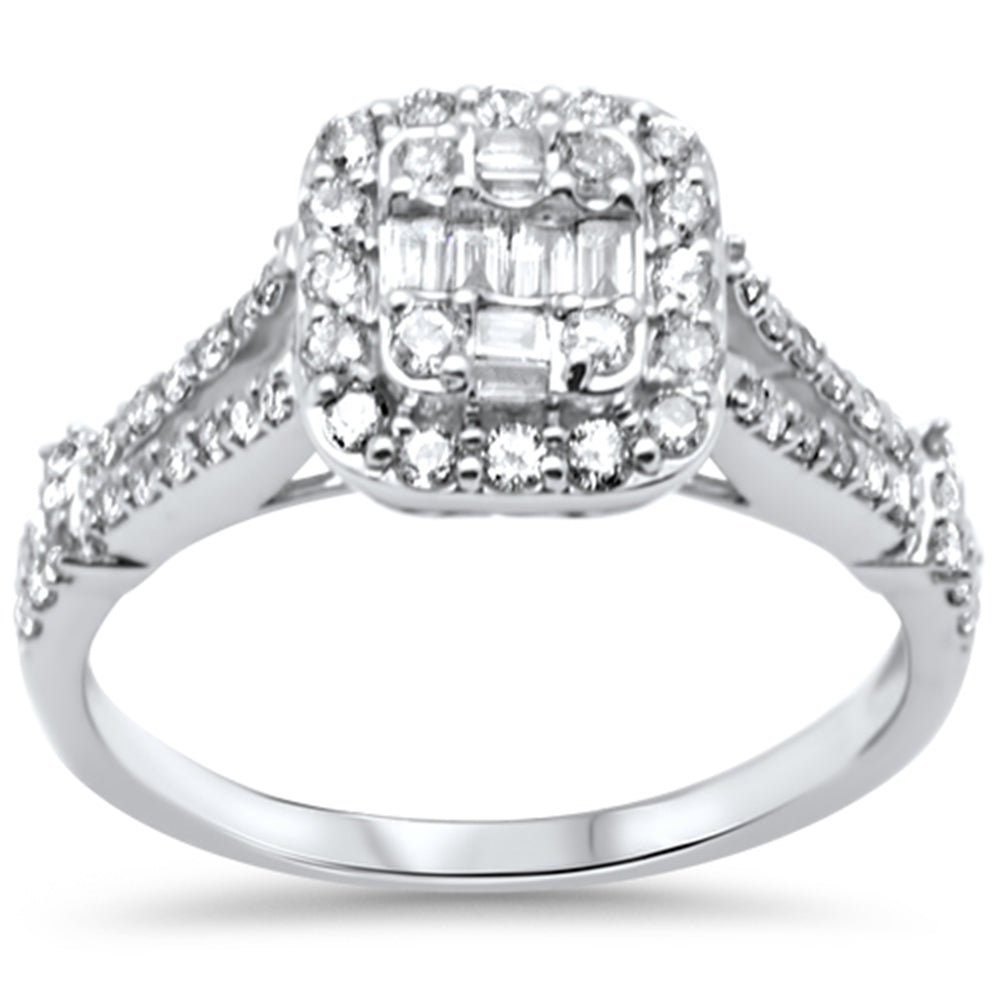 ''SPECIAL! .60ct G SI 14K White GOLD Diamond Round & Baguette Engagment Ring Size 6.5''