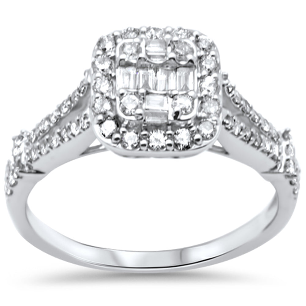 ''SPECIAL! .60ct G SI 14K White Gold Diamond Round & Baguette Engagment RING Size 6.5''
