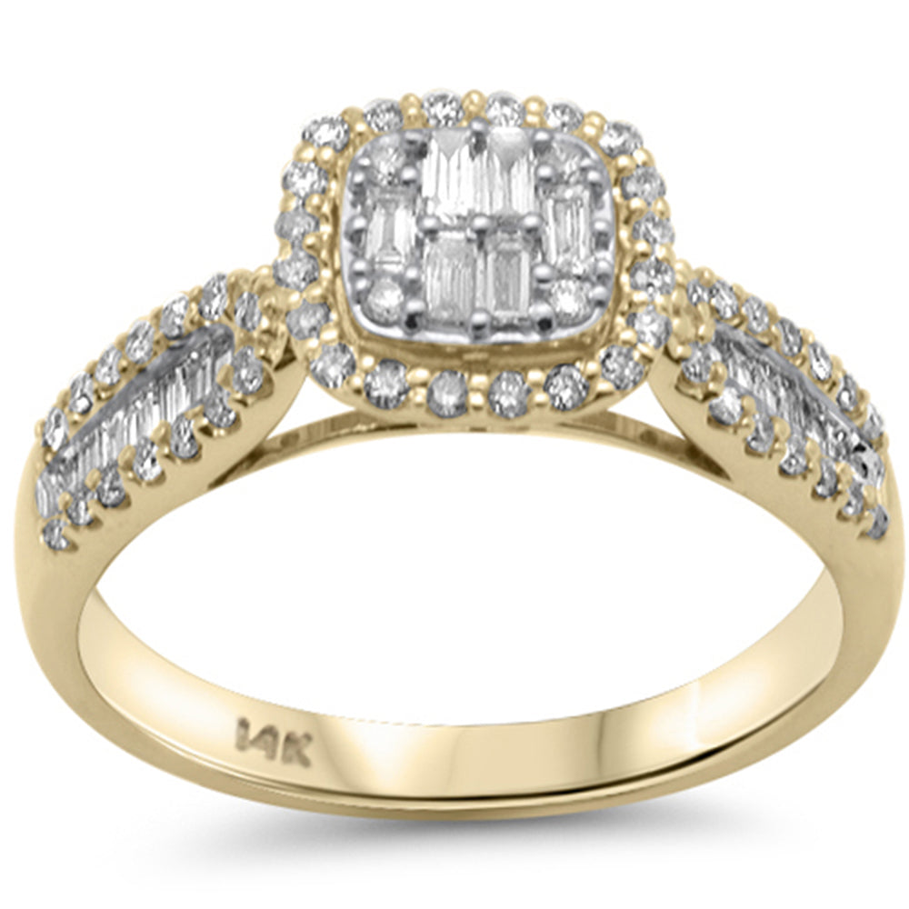 ''SPECIAL! .54ct G SI 14K Yellow GOLD Diamond Round & Baguette Engagment Ring Size 6.5''