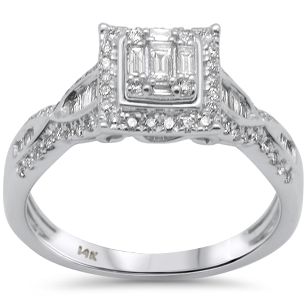 ''SPECIAL! .46ct G SI 14K White Gold DIAMOND Round & Baguette Engagment Ring Size 6.5''